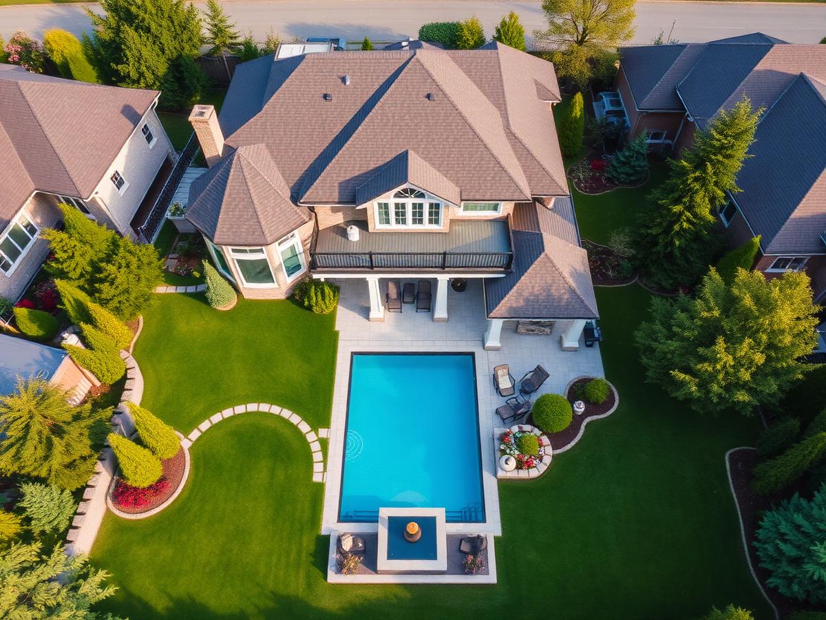 Aerial view of a custom home